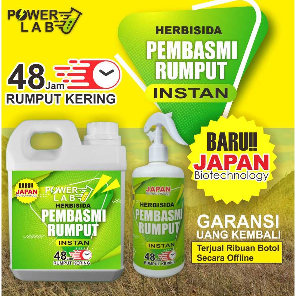 Herbisida Kontak Racun Obat Pembasmi Pembersih Tanaman Rumput liar Gulma Instan Untuk Halaman dan Taman 48 Jam Kering Tanpa Perlu Alat Pemangkas Pemotong Atau Gunting Rumput