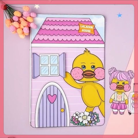 CAT01 Paper Doll Bebek Viral Paperduck House Mainan Anak Kekinian Bebek Lalafanfan Paper Doll Murah 
