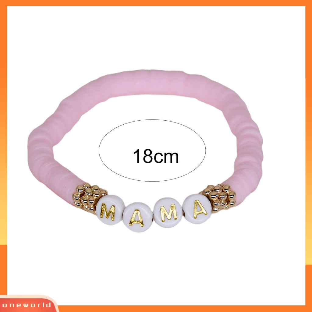[EONE] Wanita Gelang Huruf Bahan Polymer Clay Elastis Indah Ringan Gelang Boho Untuk Pesta