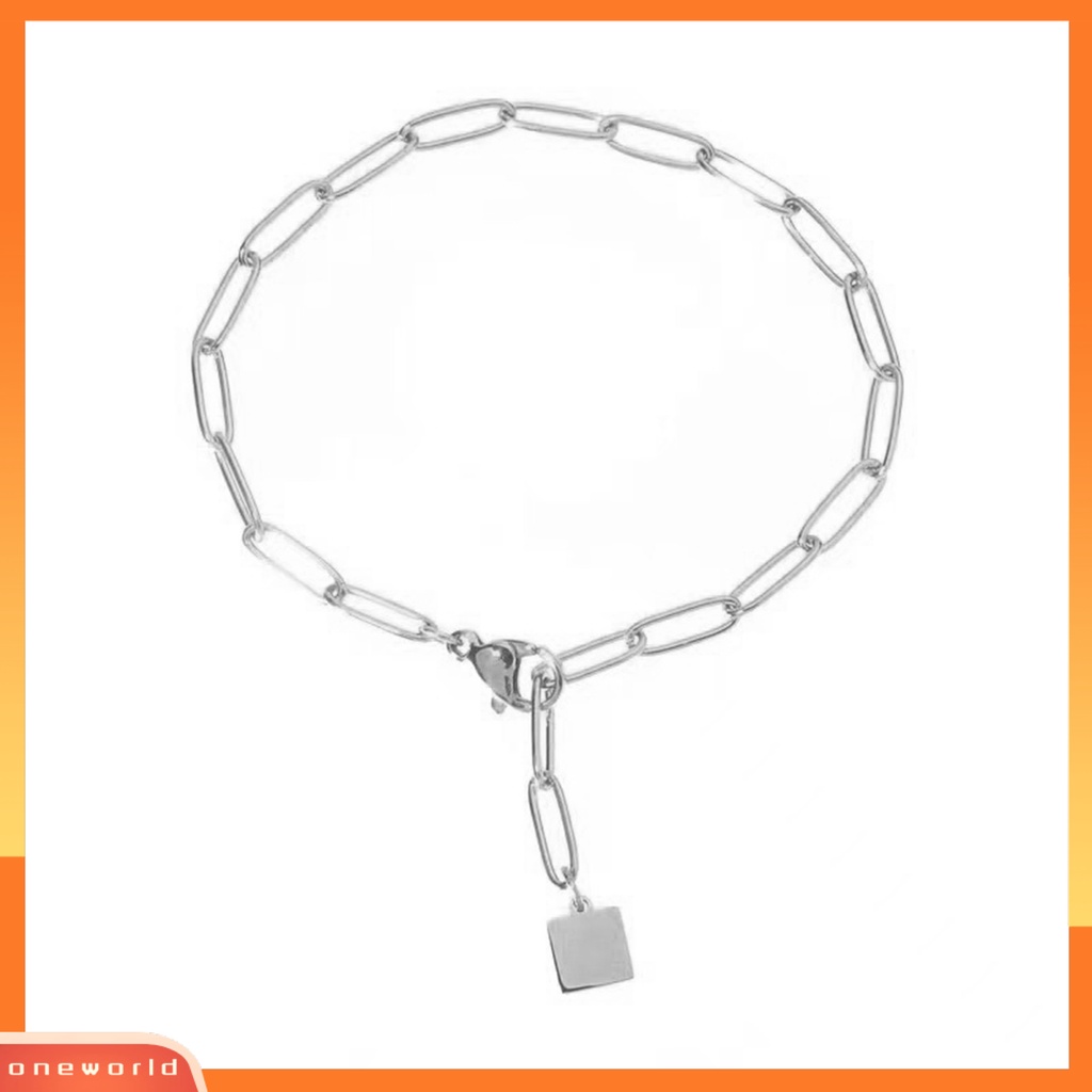 [EONE] Gelang Wanita Tidak Luntur Tebal Rantai Eye-catching Semua Pertandingan Adjustable Perhiasan Hadiah Berlapis Emas Wanita Square Pendant Chain Bracelet Dekorasi Untuk Kehidupan Sehari-Hari