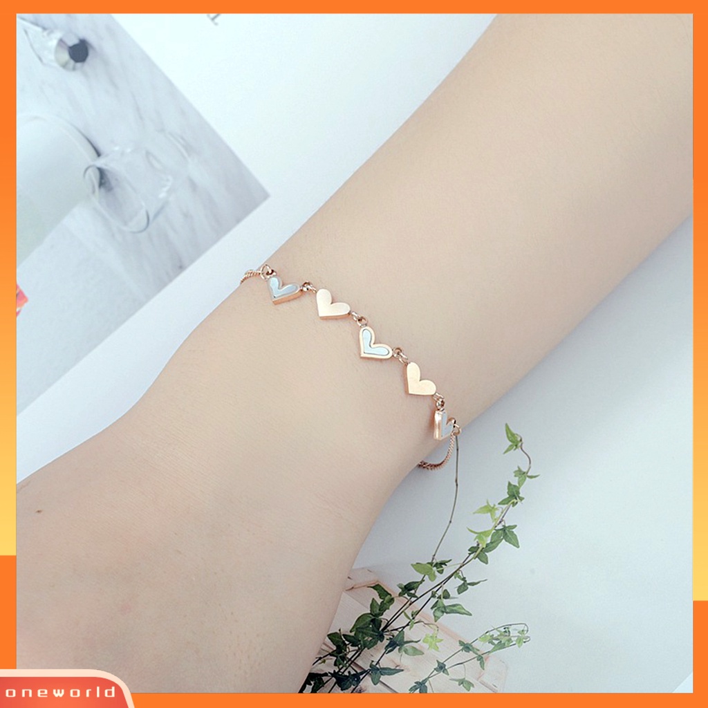 [ONE] Gelang Rantai Adjustable Indah All-match Hati Sederhana Pasangan Perempuan Tangan Rantai Perhiasan Aksesori