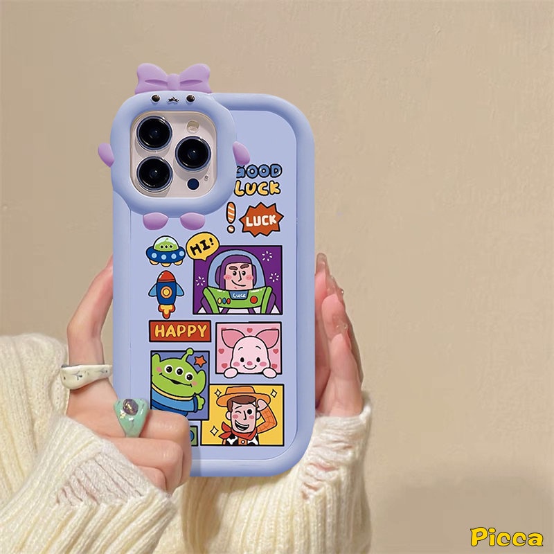 Casing Toy Story Kartun Untuk Redmi Note 11s 9 8 10s 11 Pro+10 Pro Redmi A1 9 10 10A 10C 9T A1+9C 9A POCO M3 X3 Pro NFC Mi 11 Lite Lucu 3D Ikatan Simpul Lensa Monster Kecil Sarung Soft Case