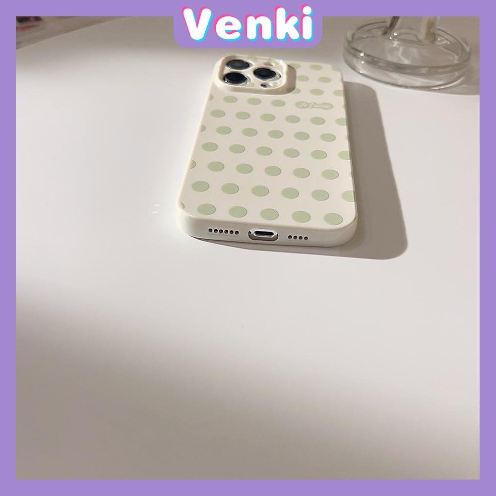 VENKI - For iPhone 11 iPhone Case White Glossy Film TPU Soft Shell Shockproof Phase Case Protection Green Polka Dot Compatible with iPhone 14 13 Pro max 12 Pro Max xr xs max 78Plus