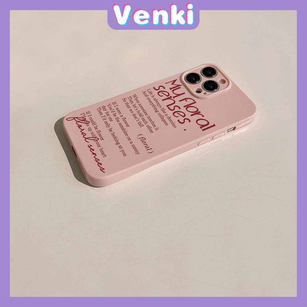 VENKI - For iPhone 11 iPhone Case Pink Glossy Film TPU Soft Case Shockproof Photo Cover Protection Simple English Compatible with iPhone 14 13 Pro max 12 Pro Max xr xs max 7 8Plus