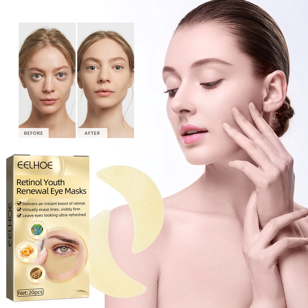 EELHOE Masker Mata Eye Patches Eye Mask - Retinol Gel Masker Wajah Mencerahkan Melembabkan Anti-Kerut Anti-Aging Remove Dark Circles Kantung Mata (20 Pcs/10 Pairs)