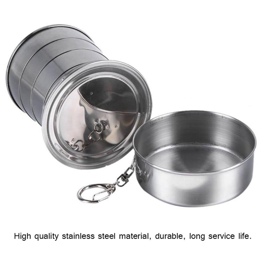 240ml Portabel Ditarik Cangkir Air Stainless Steel Anggur Gelas Lipat Gelas Mini Telescopic Folded Mug