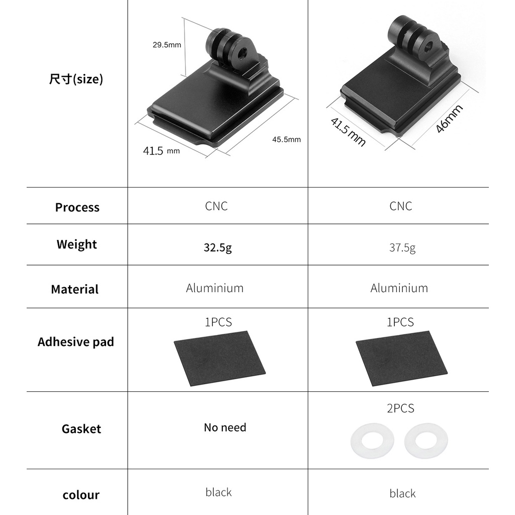 GOPRO Helm Paduan Aluminium Mount Tetap Untuk Gopro11 /10 /9 /8 Base Holder Adapter Aksesoris Kamera Olahraga 3versi Opsional