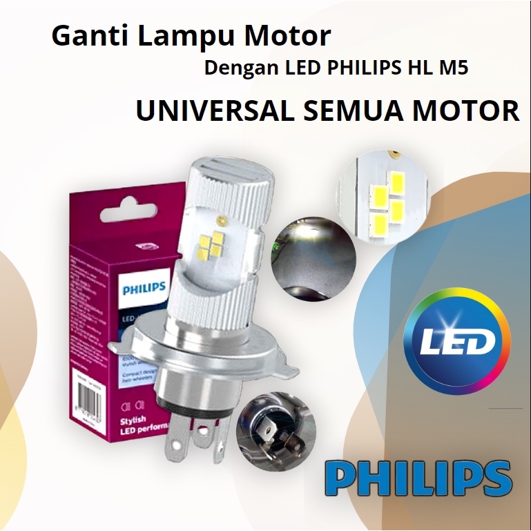 LAMPU LED DEPAN MOTOR PHILIPS M5  LED 2 SISI ORIGINAL 100% MLK