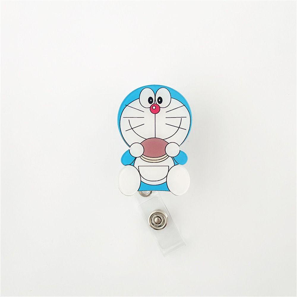 Agustinina Ditarik Lencana Gulungan Kartu Dada Kartun Sekolah Doraemon Kartu Kerja Klip Kartu Siswa Perawat Badge Holder