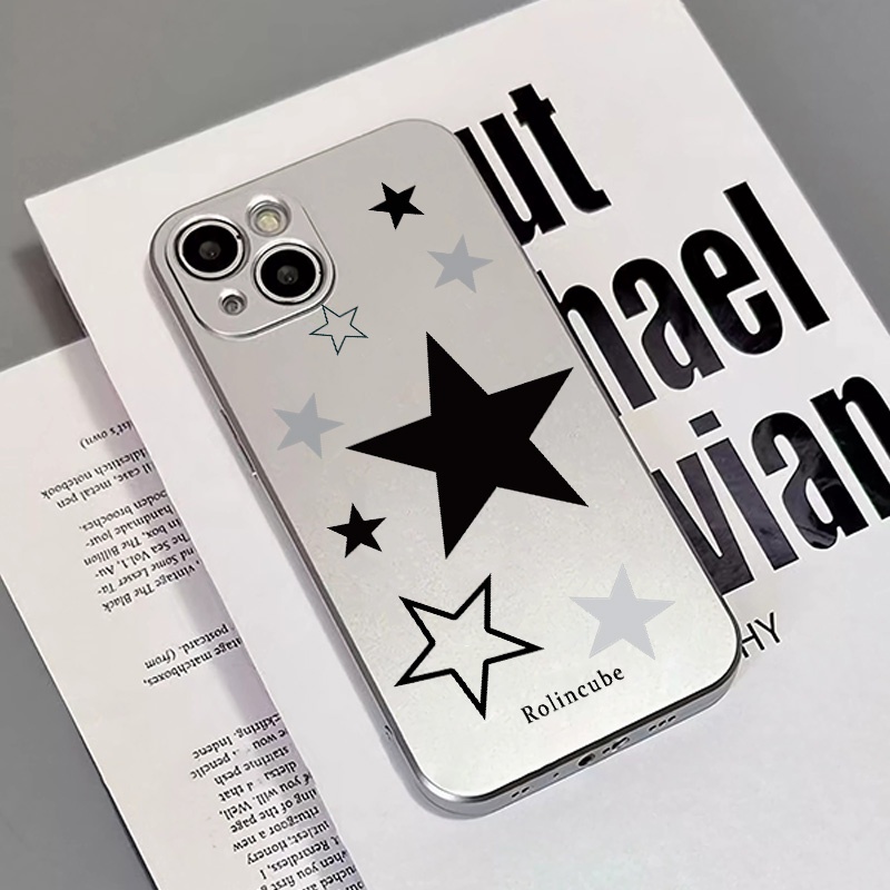 IPHONE Soft Electroplate Phone Case Kompatibel Untuk Iphone11 14 13 12 Pro XS Max XR X8+76S Plus Bintang Mini Casing TPU Silikon Shockproof Cover