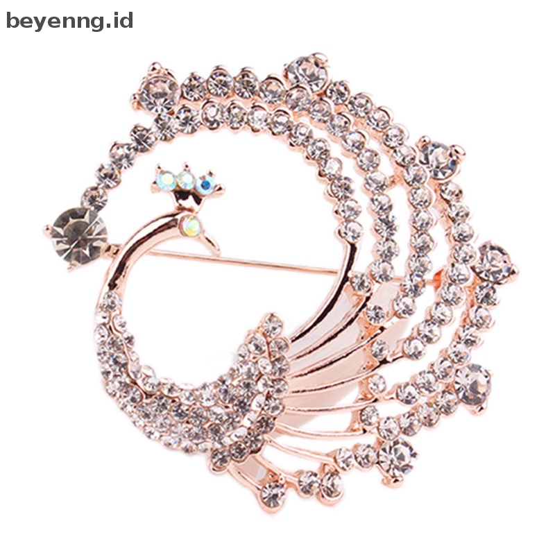 Beyen Kristal Merak Hewan Korsase Perjamuan Dekorasi Wanita Syal Bros Pin Perhiasan ID