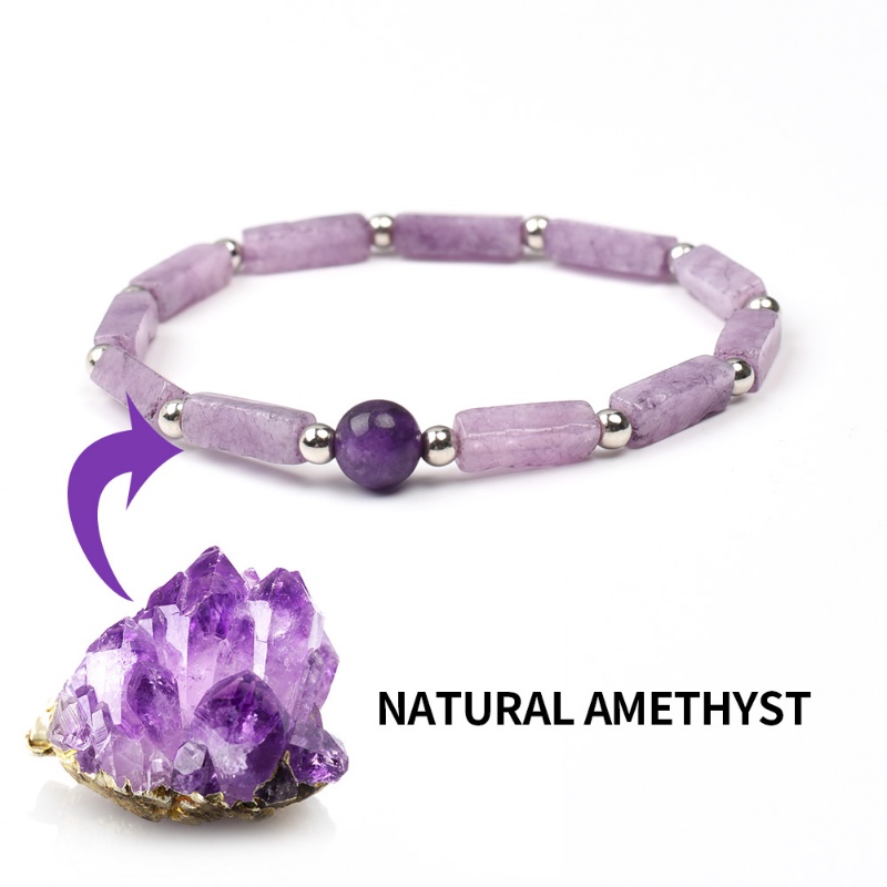 1pc Gelang Pelangsing Manik-Manik Amethyst Indah/Energi Batu Tubuh-Memurnii Kelelahan Pergelangan Tangan Rantai/Wanita Penurunan Berat Badan Yoga Bangle