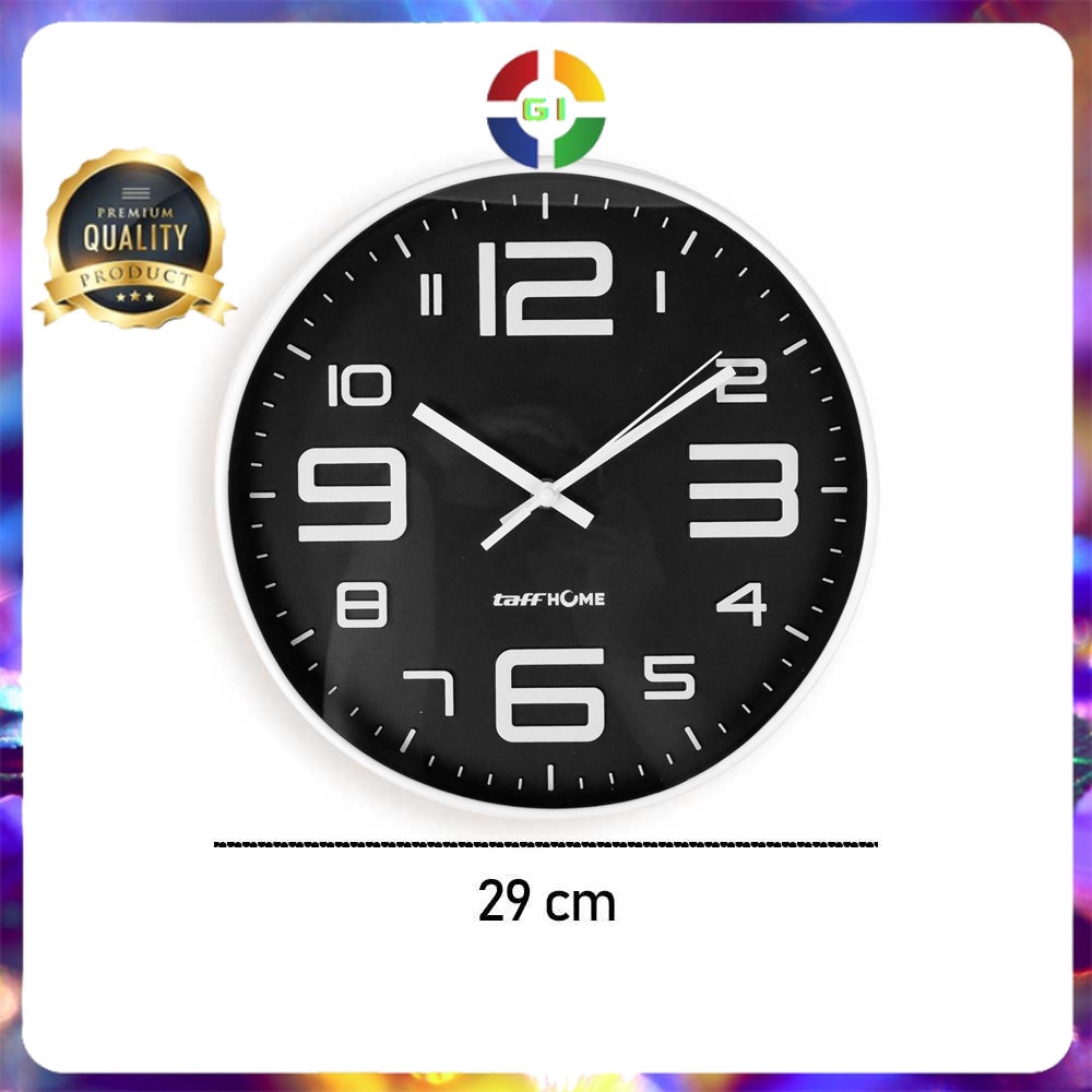 Jam Dinding Bulat Quartz Creative Design Modern Black