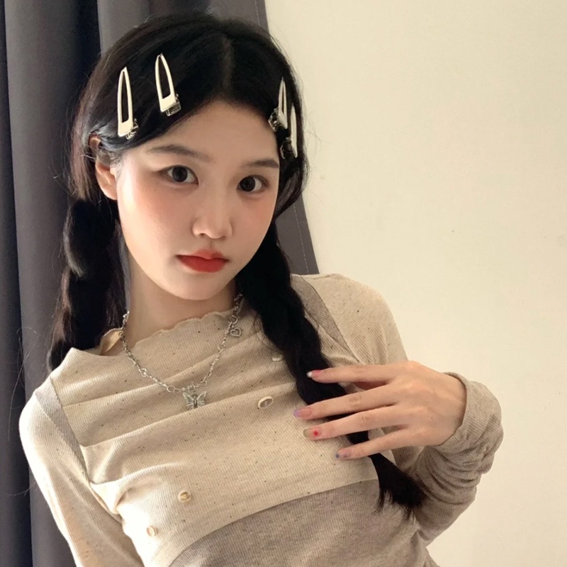 Dasar Logam Manis Keren Poni Jepit Rambut Make up Dahi Rusak Jepit Rambut Klip Sederhana Ins Blogger Duckbill Klip