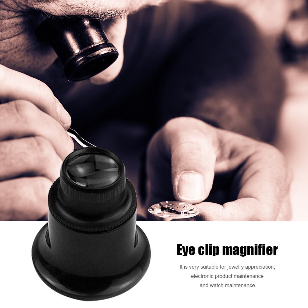 Kaca Pembesar Lup Magnifier Jam Tangan Perhiasan 20x 22mm - Black