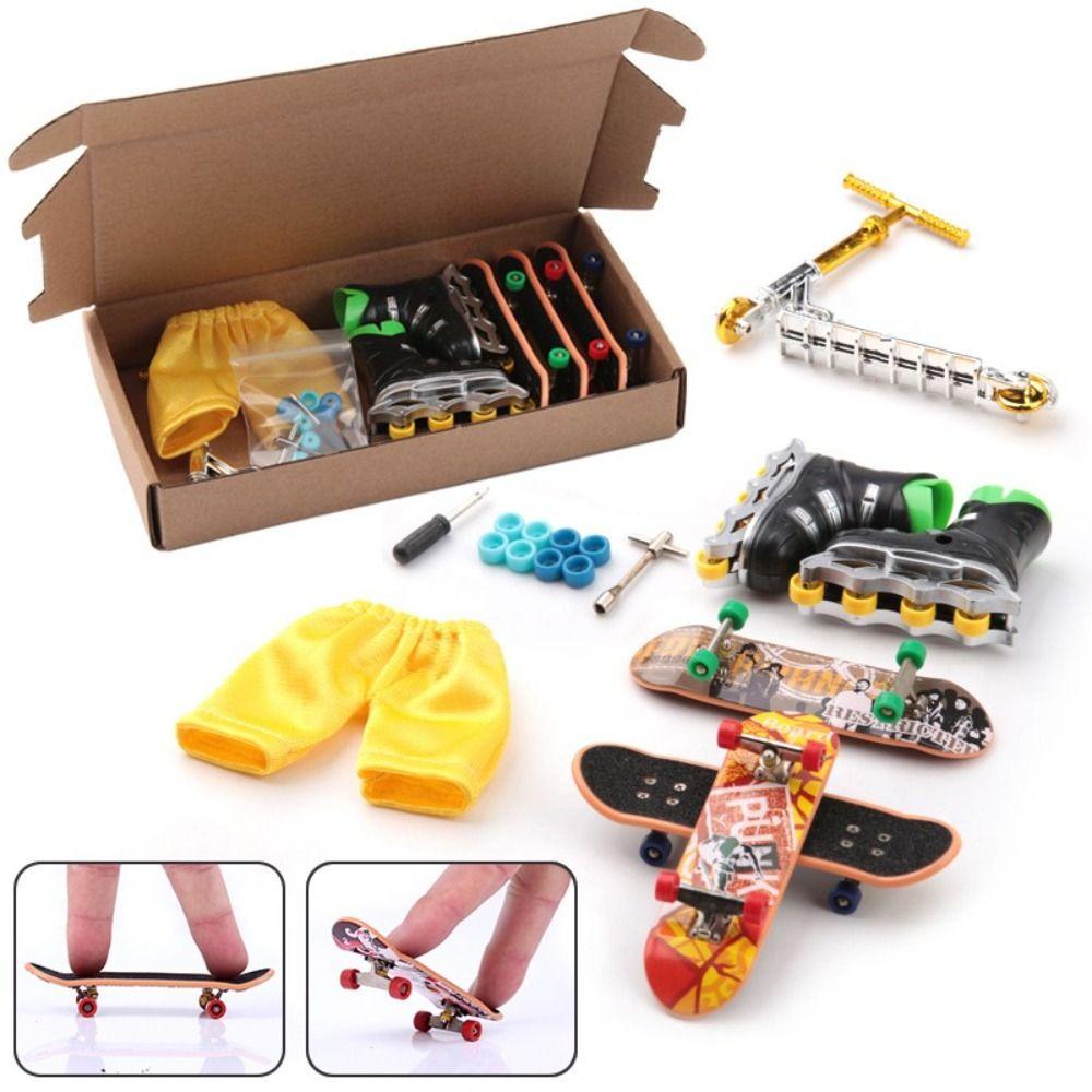 Lanfy Set Skuter Jari Mini Dengan Roda Hadiah Anak Mainan Surfing Tabletop Toys Trick Training Props Fingerboard Mainan Model Skateboard