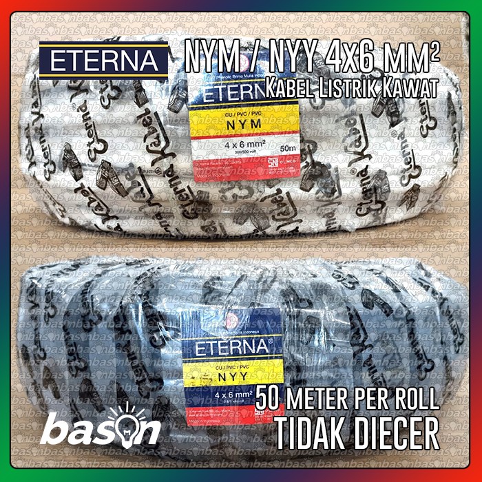 ETERNA NYM / NYY 4x6 mm2 - Kabel Listrik Kawat 1 roll = 50 meter