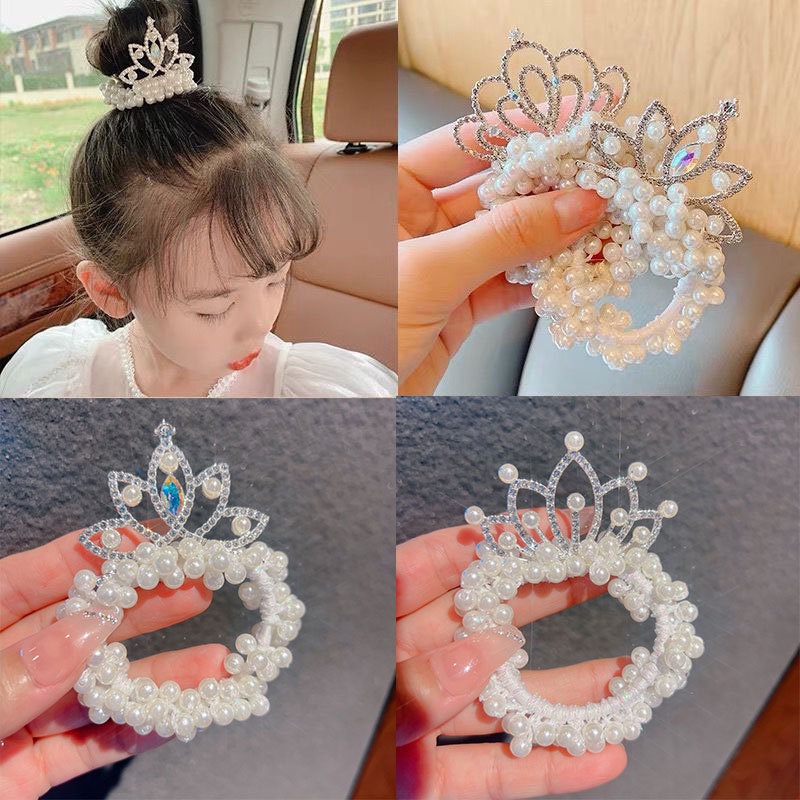 Korea Fashion Mutiara Cincin Rambut Gadis Elastis Tinggi Kulit Band Rambut Tali Wanita Ekor Kuda Headrope Hiasan Kepala