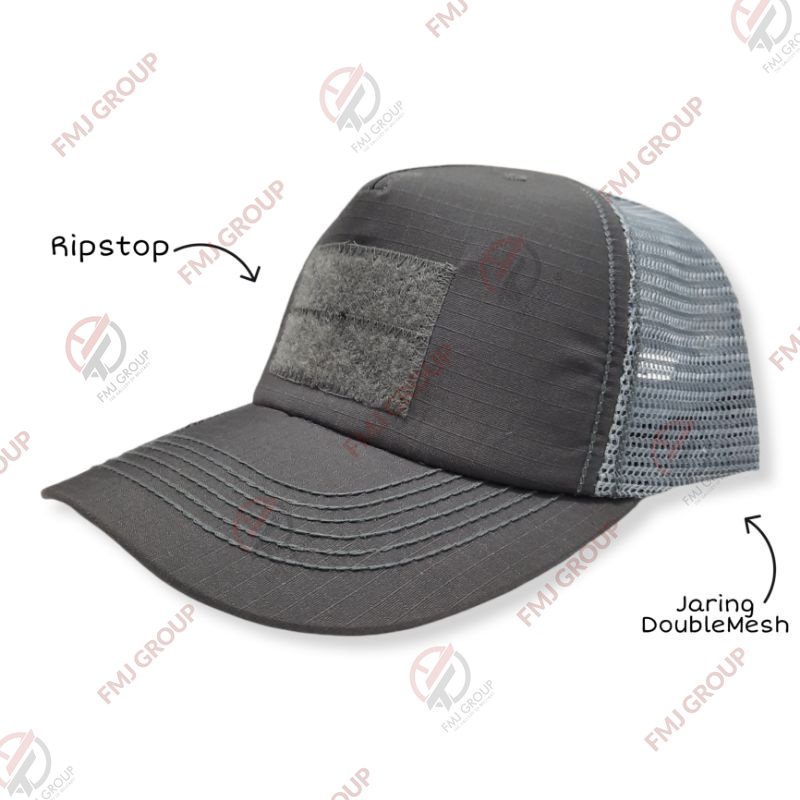 Topi Tactical Perekat Kombinasi Jaring Hitam, Krem, Abu, Hijau Olive/Pol PP