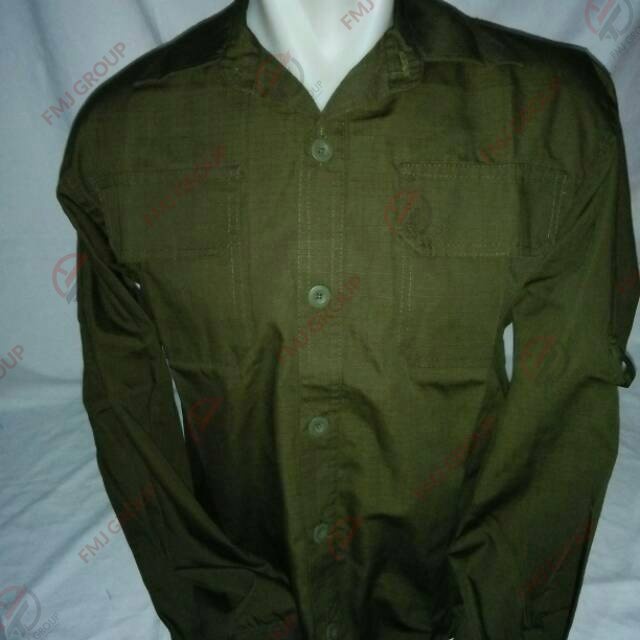 Kemeja defender green army / kemeja pdl / lapangan ripstop katun