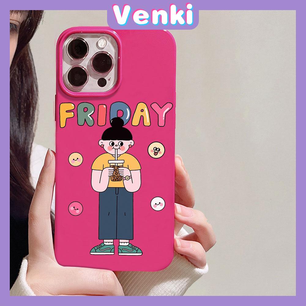 VENKI - For iPhone 11 iPhone Case Red Glossy TPU Soft Case Shockproof Protection Camera Cute Drink Girl Compatible with iPhone 14 13 Pro max 12 Pro Max xr xs max 7Plus 8Plus