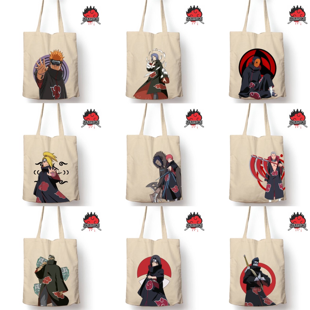 Totebag Anime Naruto Akatsukie Series Tote bag premium Totebag zipper totebag velcro Termurah