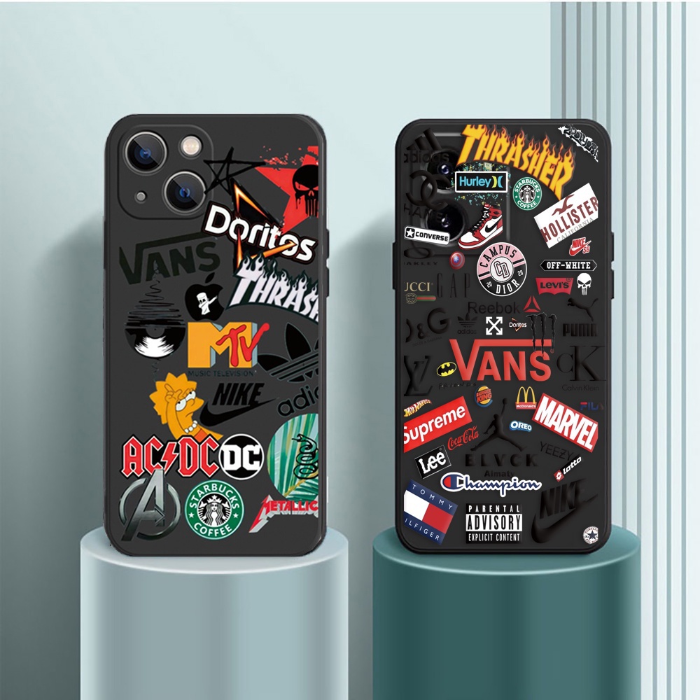 Dengan Lanyard Soft Case OPPO A17 A57 2022 A78 A77 A15 A16 A16K A54 A53 A12 A5S A7 A3S A11k A31 A52 A92 A94 A93 A37 F9 A1K Reno 7 6 5F 4F Tide Brand Lable Silikon Penutup Telepon