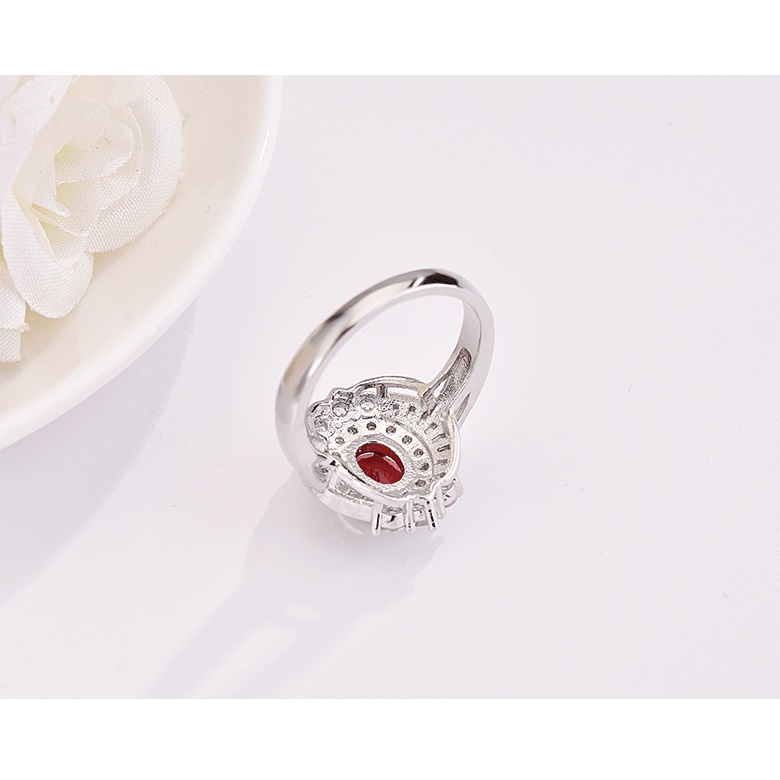 Goldkingdom Aksesoris Perhiasan Fashion Ready Stock Bertatahkan Tangga Ruby Cincin Persegi Cincin Pertunangan