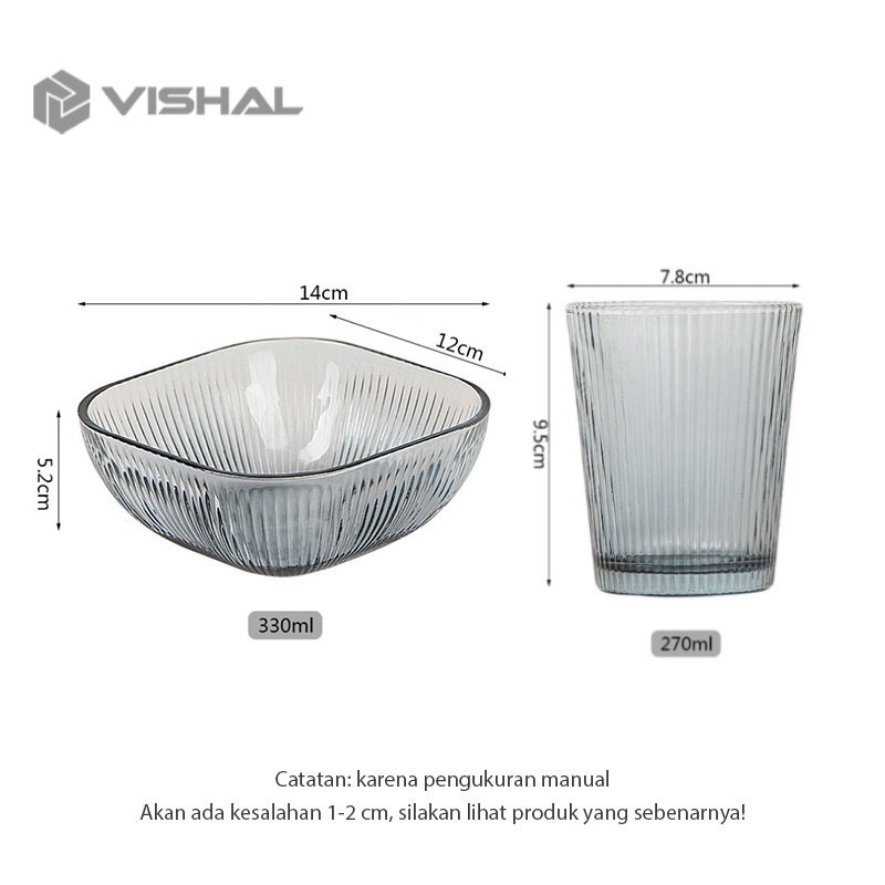 VISHAL 2 IN 1 / Gelas Minum Kaca / Mangkok Kaca/ Mangkok Sayur/ Mangkok Saji Dengan Tutup Glass Bowl