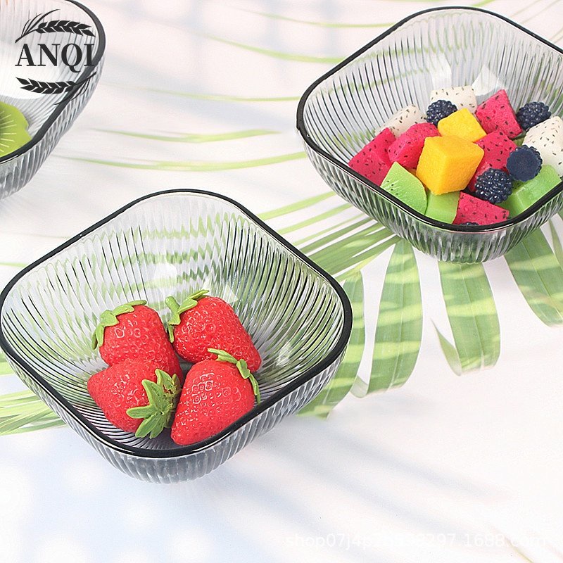 ANQI 1888 2 IN 1 Mangkok + Glass / Glass Soup Bowl With + Bowl Mangkuk Saji Kotak Kaca Tebal