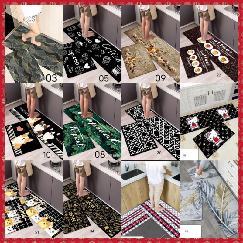Alas Kaki Lantai Keset Dapur 2 in 1 Kitchen Floor Mat Set Karpet Rumah Kamar Matras Anti Slip Kain Lap Majung Pel