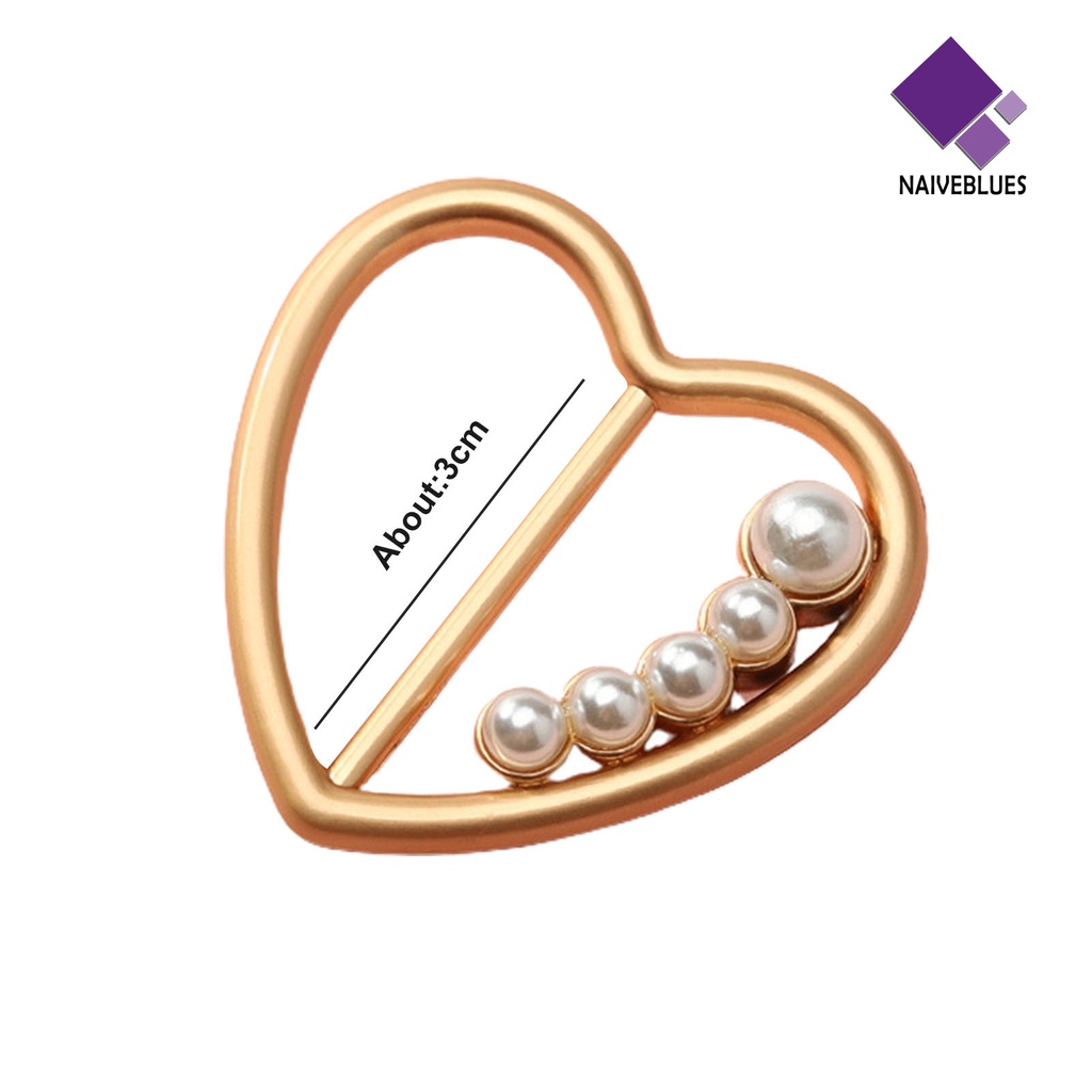 &lt; Naiveblues &gt; Pakaian Sudut Simpul Gesper Elegan Mutiara Imitasi Bulat Cinta T-shirt Syal Sudut Dasi