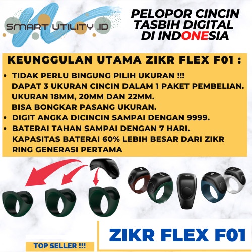 iQibla Zikr Ring FLEX F01 - HITAM NEW F01