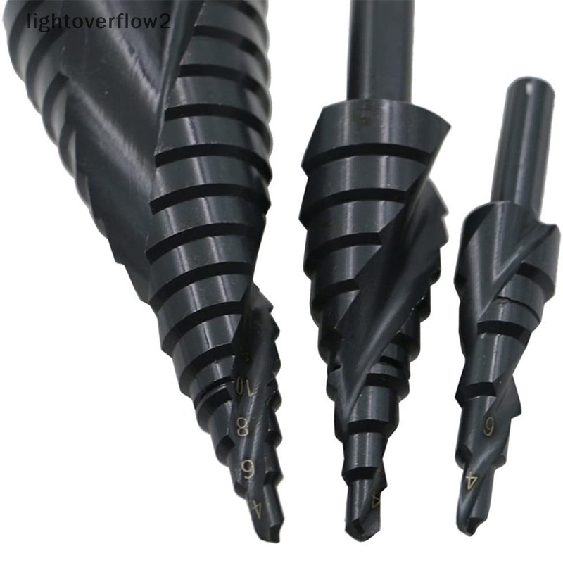 [lightoverflow2] 3pcs/set 4-32MM HSS Cobalt Stepped Drill Bit Set Lubang Spiral Nitrogen [ID]