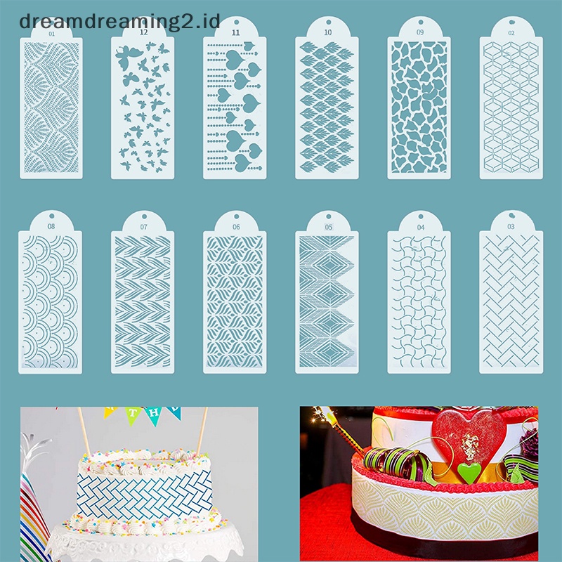 (drea) Fondant Cake Mesh Stensil Stamps Stensil Alat Cetakan Plastik Embos//