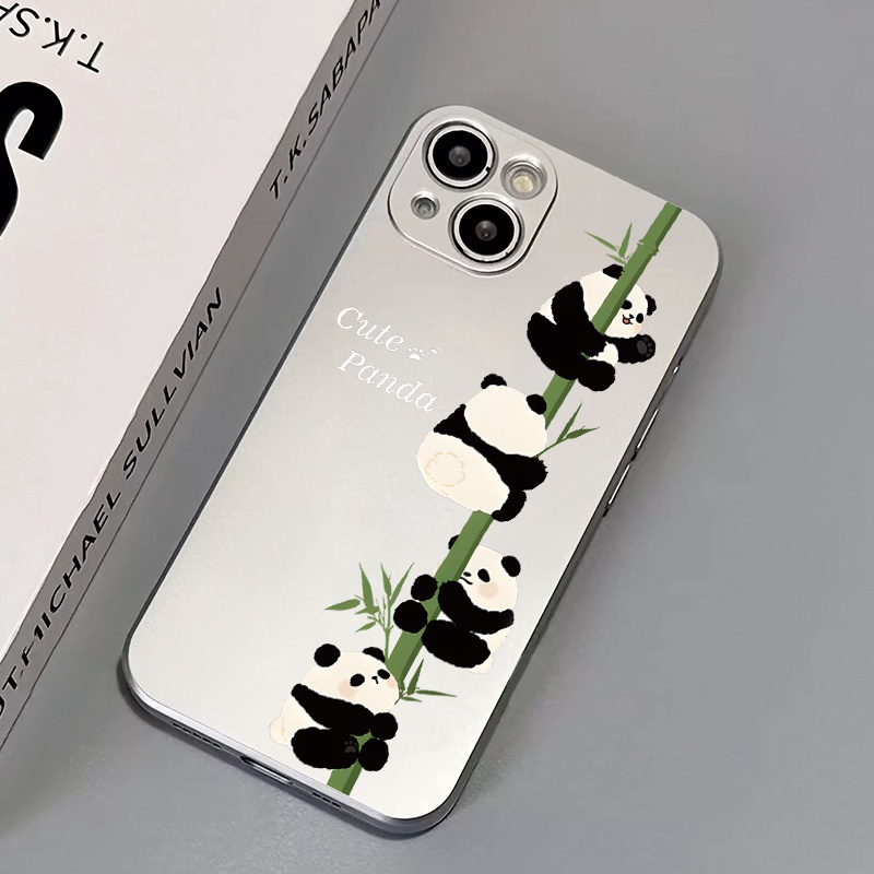 IPHONE Casing Ponsel Electroplate Kompatibel Untuk Iphone14 13 12 Pro Max11 XS XR X8+76S Plus Mini Cute Panda Soft Casing TPU Silikon Shockproof Cover