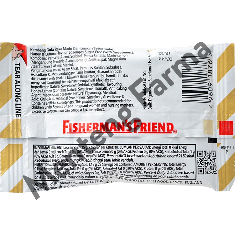 Fisherman's Friend Honey &amp; Lemon Sugar Free - Permen Pelega Tenggorokan