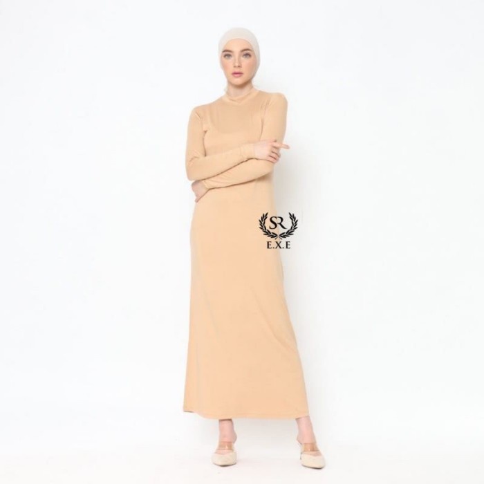 INNER DRESS lengan panjang murah bahan jersey  jumbo manset pol