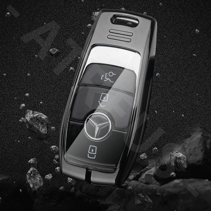 Mercedes Benz Zinc Alloy Bungkus Penuh Case Kunci Mobil Cover Serat Karbon Kulit Smart Key Protector Untuk EQE EQC W207 W211 W205 W212 W204 W220 W206 W124 W213 W218 W222