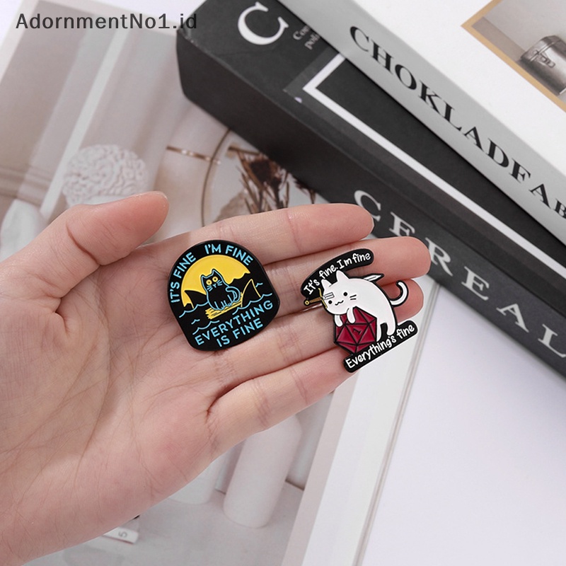 [AdornmentNo1] It's Fine I' S Fine Enamel Pin Custom Lucu Kucing Hiu Bros Kerah Badge Kitten Hewan Perhiasan Hadiah Untuk Teman Anak [ID]