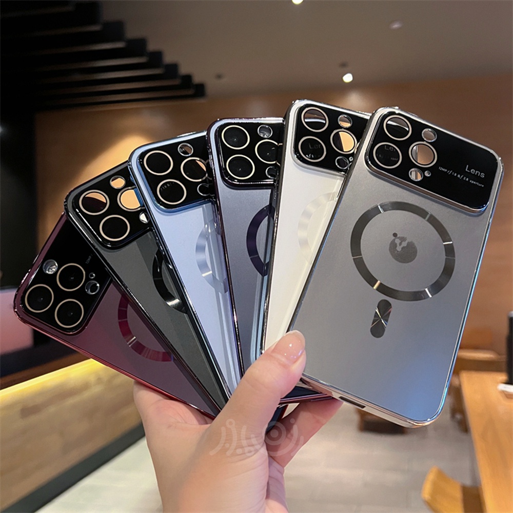 Ag Casing Ponsel Kaca Buram Untuk iPhone 14 Pro Max 13 Pro Max Casing14 Plus Mewah Pelindung Kamera Magnet Shockproof Cover