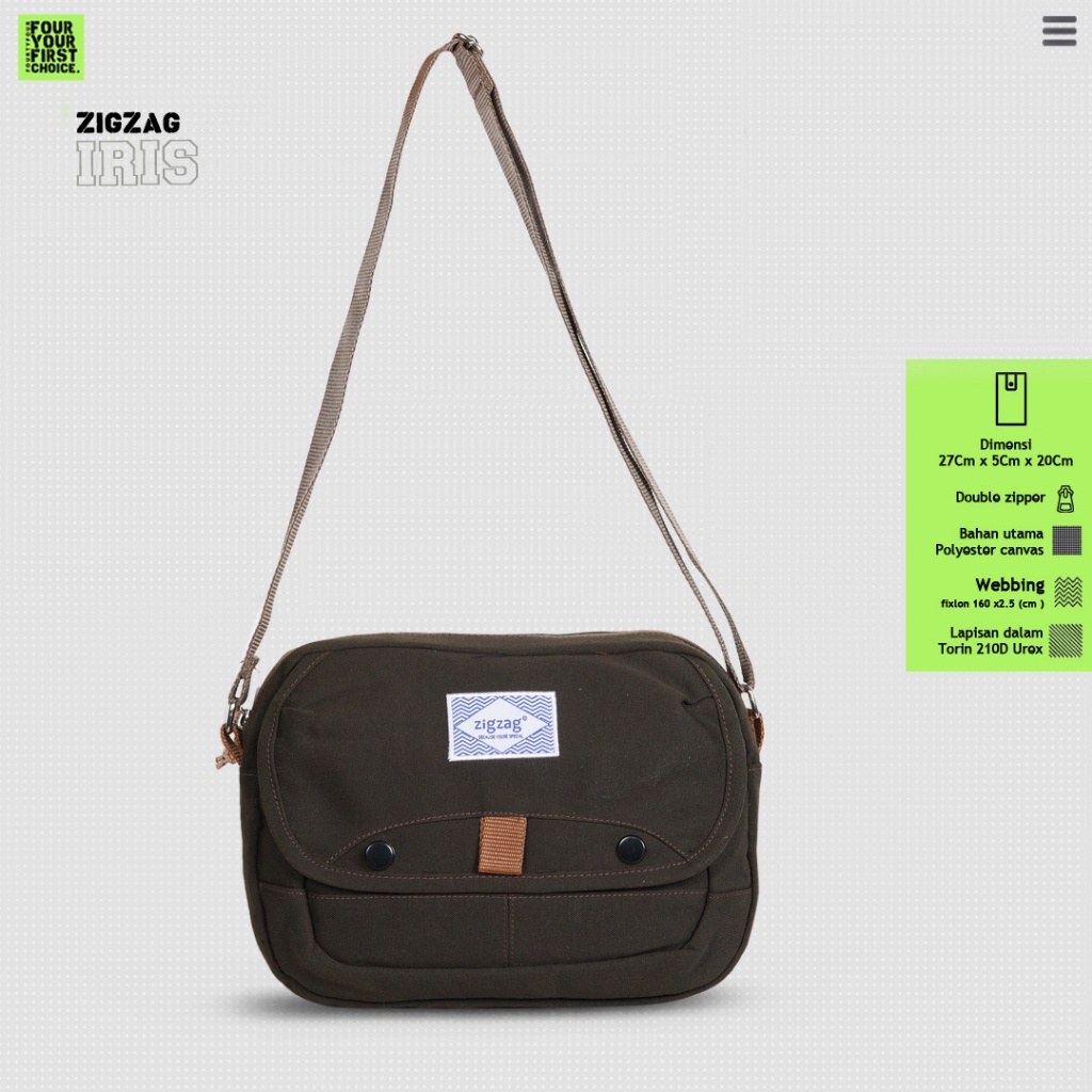 ZIGZAG Iris Brown - Slingbag Pria / Tas Slempang Kanvas Premium