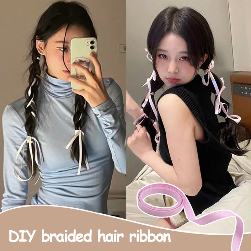 Jepit Rambut Kupu-kupu Pita Wanita Double Ponytail Braid Rambut Syal Aksesoris Tali Rambut - SG