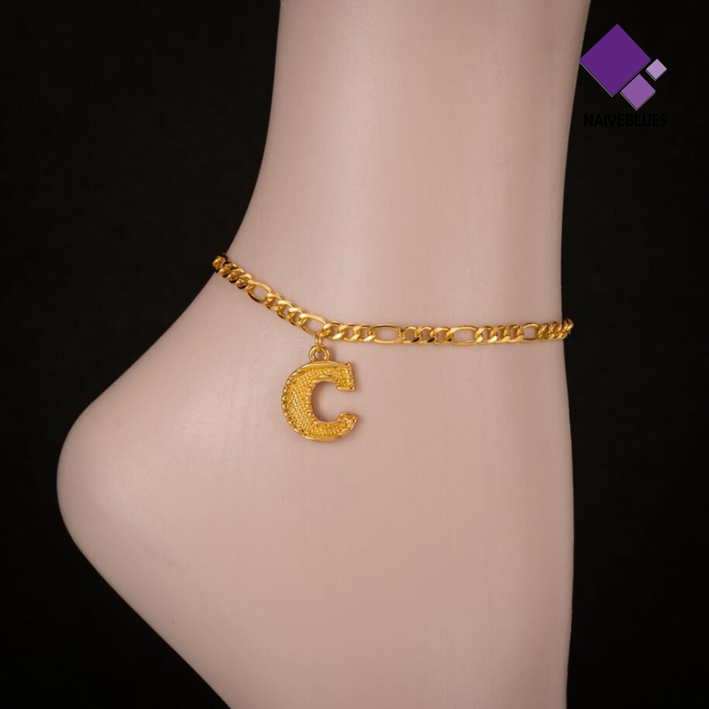 &lt; Naiveblues &gt; Wanita Gelang Kaki 26huruf Perhiasan Yang Dapat Disesuaikan Electroplating Tahan Lama Bracelet Beachwear