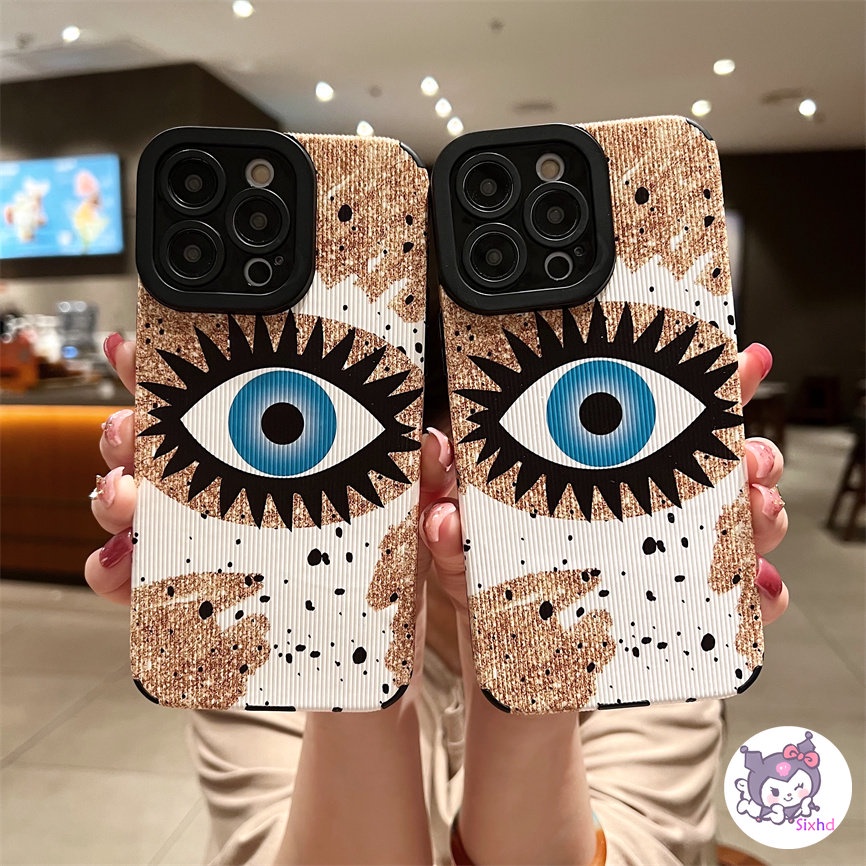 IPHONE Fashion Kreatif Mata Biru Kompatibel Untuk Iphone14 13 12 11 Pro Max SE 2020 X Xr Xs Max8 7 Plus Perlindungan Shockproof Phone Case Soft Silicon Cover XJJJJ