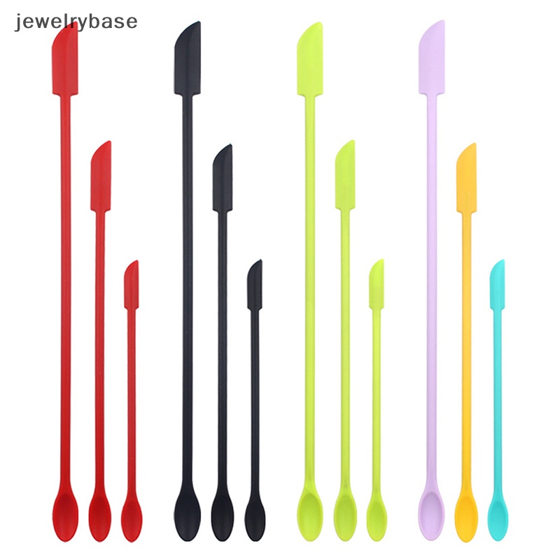 [jewelrybase] 3pcs Spatula Set Alat Silikon Spatula Mini Dual-Ended Scraper Beauty Dengan Sendok Butik