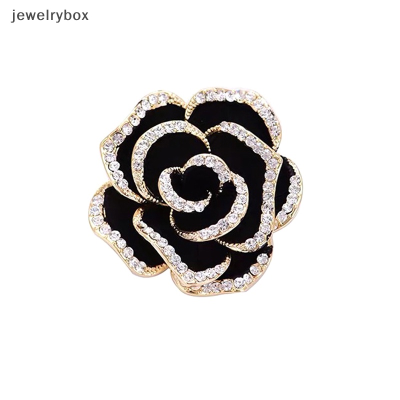 [jewelrybox] 1pc Bros Bunga Camelia Berlian Imitasi Untuk Wanita Enamel Pin Fashion Perhiasan Butik