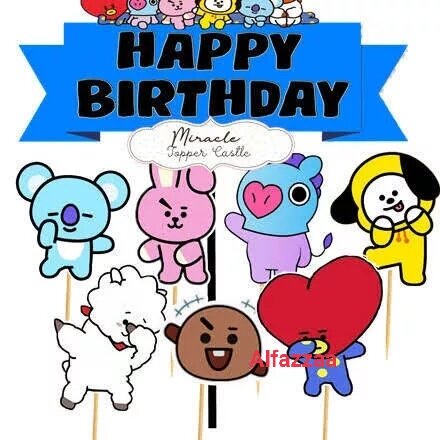 Topper Cake Ulang Tahun BT21/ Topper Kue BT21 / Topper Ulang Tahun