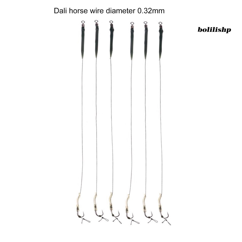 Bo-6pcs/set Pengait Rig Pancing Tajam Kekuatan Tinggi Bebas Kusut Penembus Yang Baik Dengan Casing Nilon Kuat Kuda Ikan Gurame Rig Rambut Terminal Tackle Untuk Angling