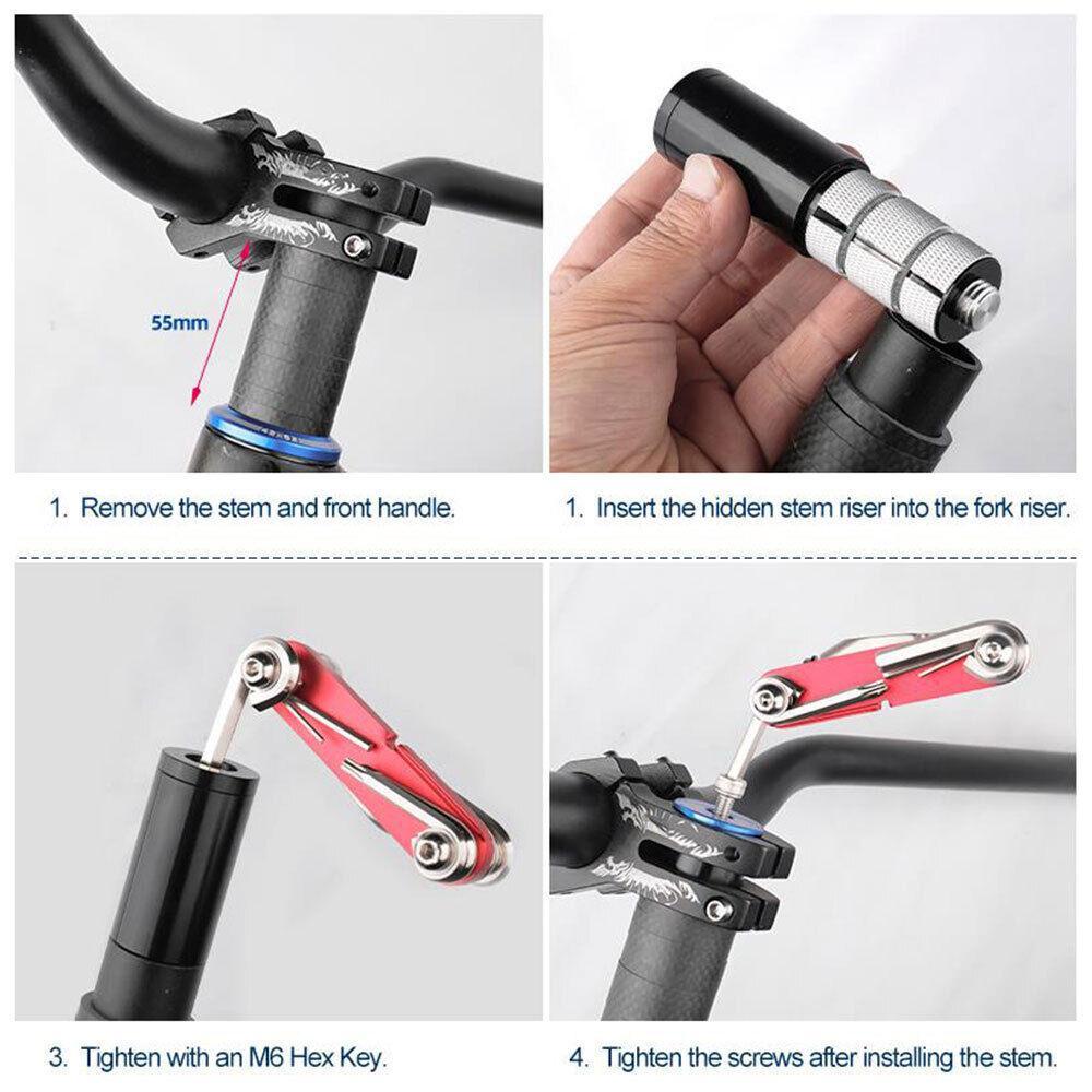 R-FLOWER Bike Fork Stem Extension Aksesoris Sepeda Bicycle Hidden Handle Booster Fork Stem Extension Riser Bike Extension Adaptor Stang Riser